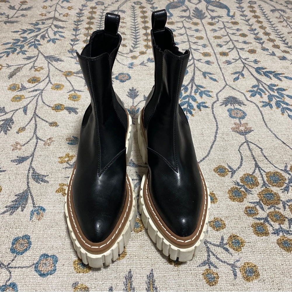 Stella McCartney Emilie Chunky Platform Lug Sole Black Leather Boot 7.5 / 37.5 - Picture 5 of 11